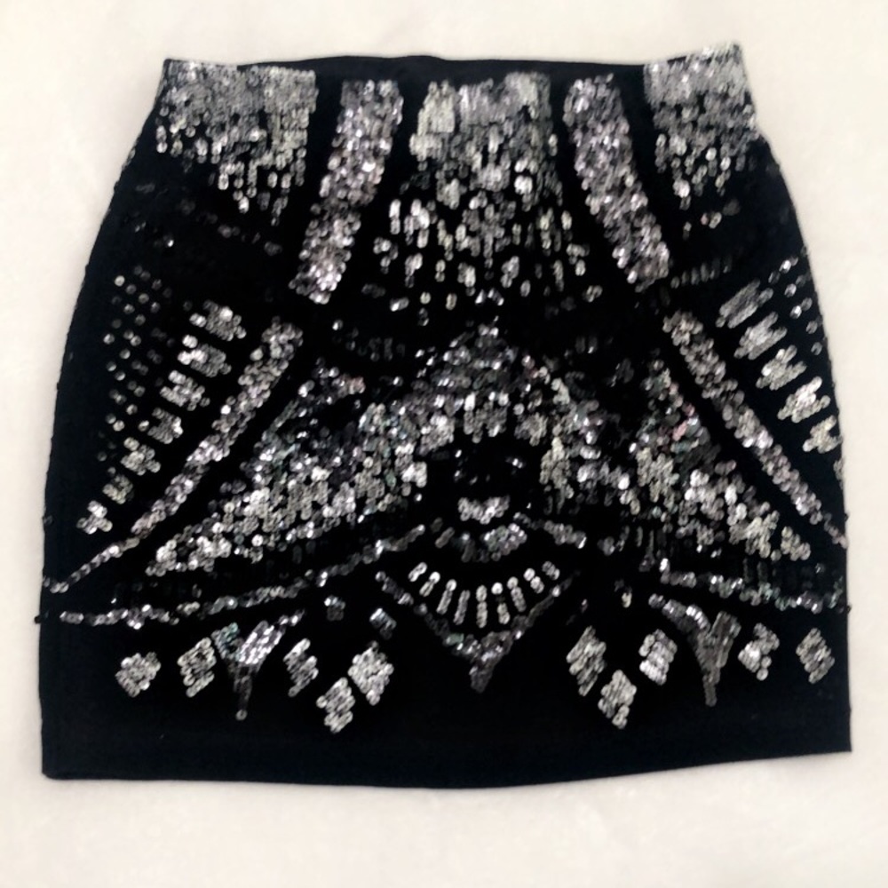 Express black sequin mini skirt Small